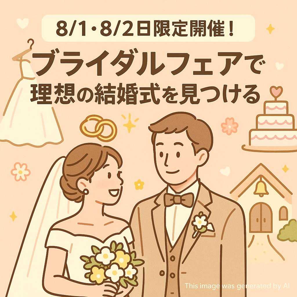8/1・8/2日限定開催!ブライダルフェアで理想の結婚式を見つける