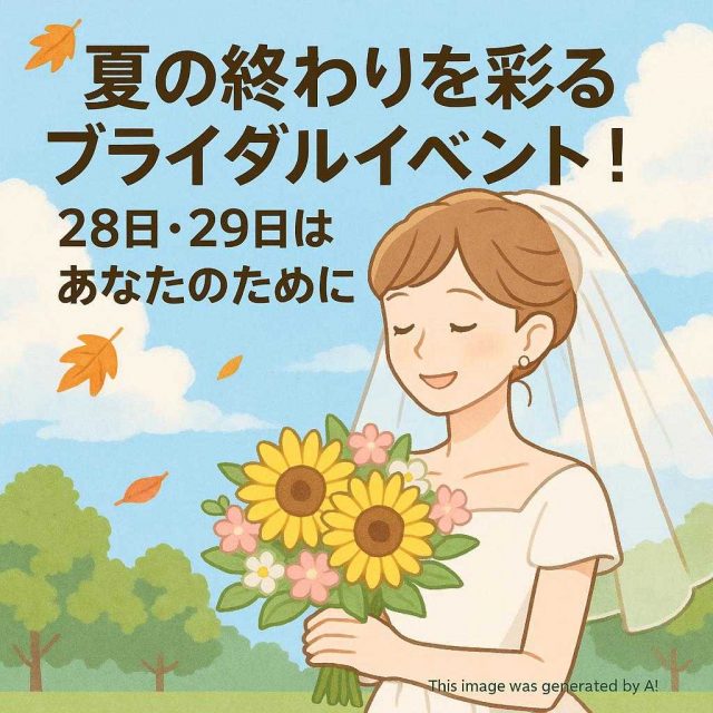 夏の終わりを彩るブライダルイベント！28日・29日はあなたのために