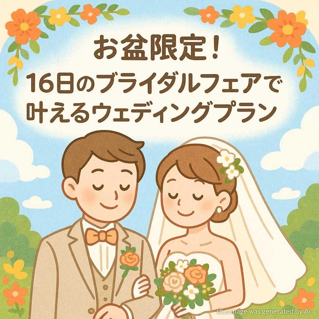 お盆限定!16日のブライダルフェアで叶える憧れのウェディングプラン