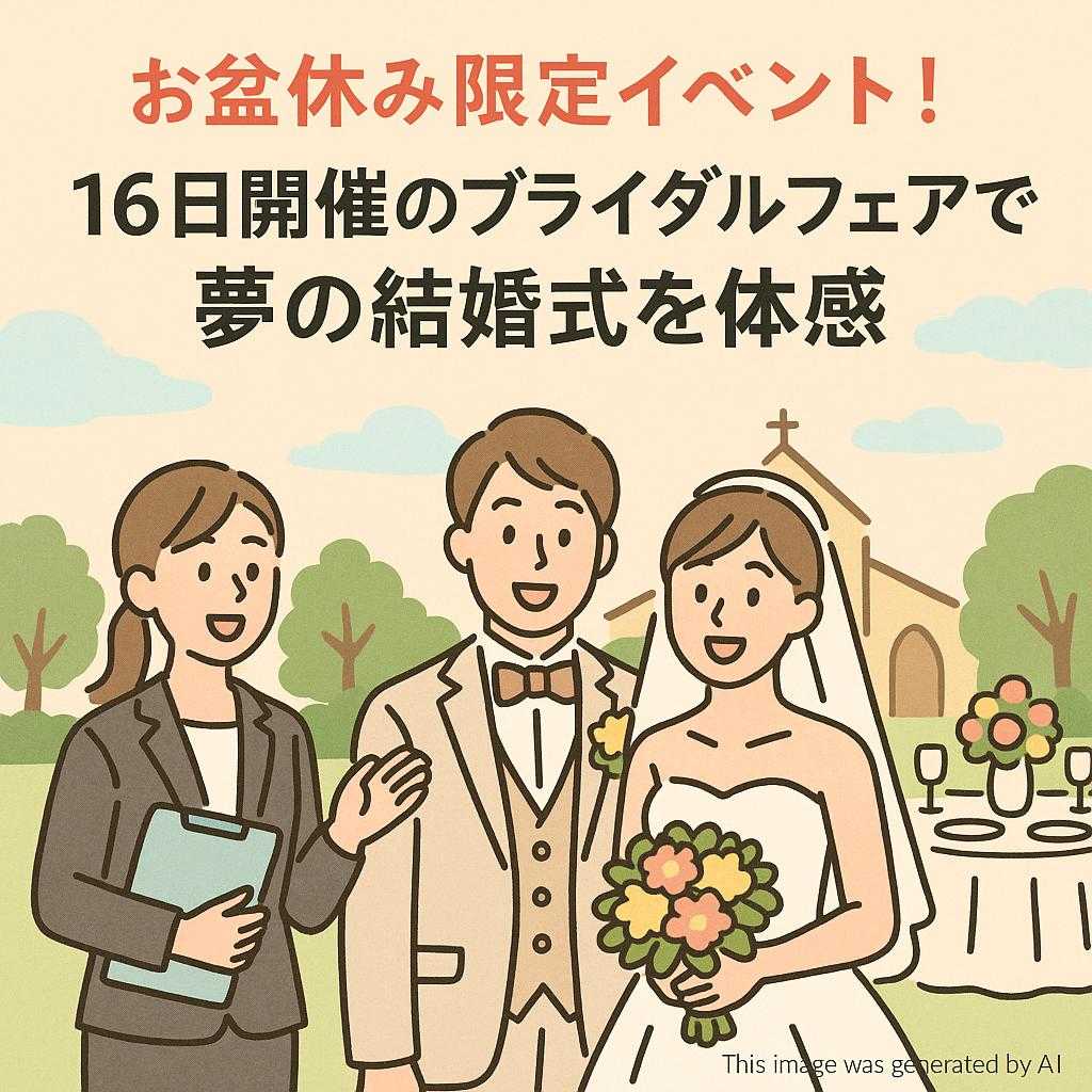 お盆休み限定イベント!16日開催のブライダルフェアで夢の結婚式を体感