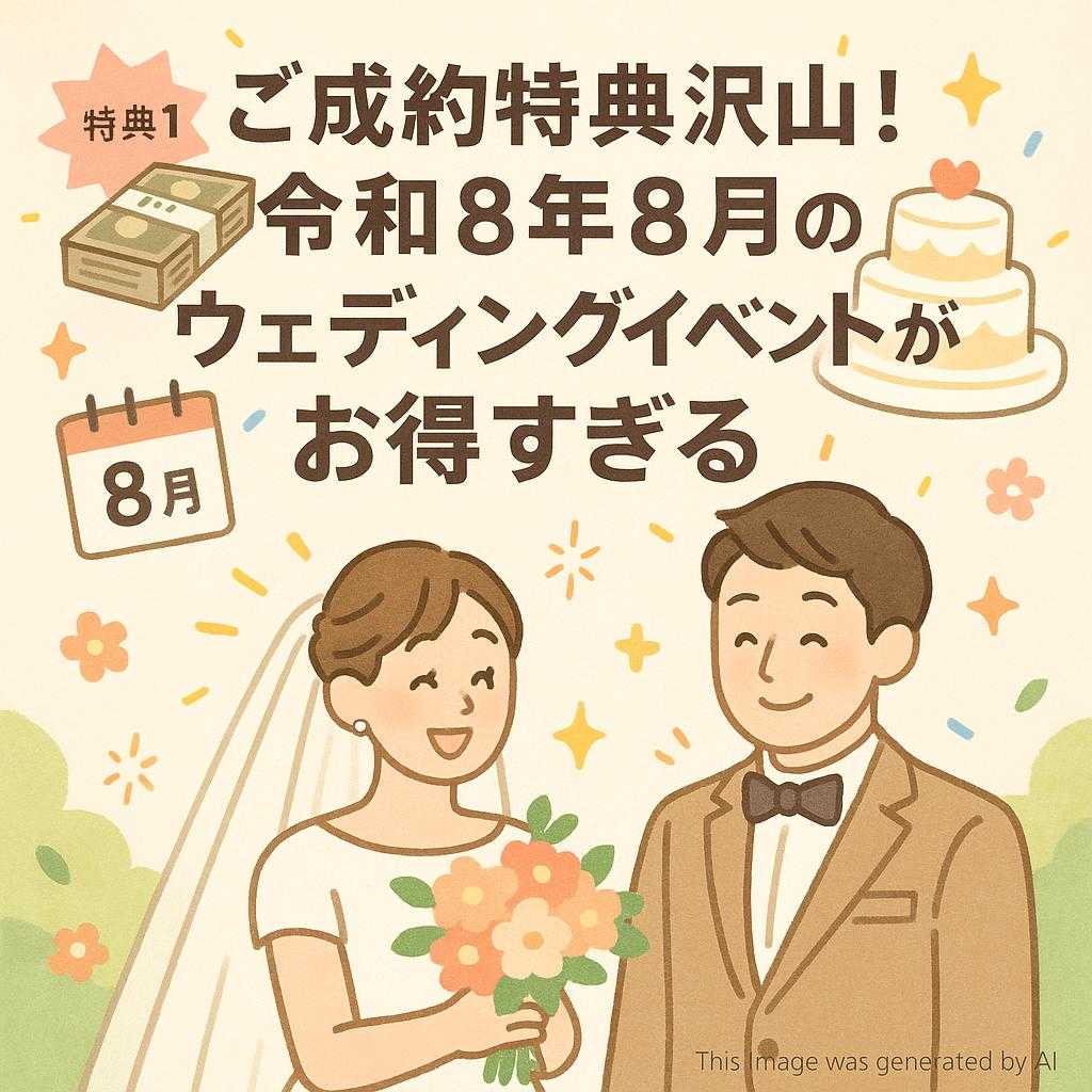 ご成約特典沢山!令和8年8月のウェディングイベントがお得すぎる