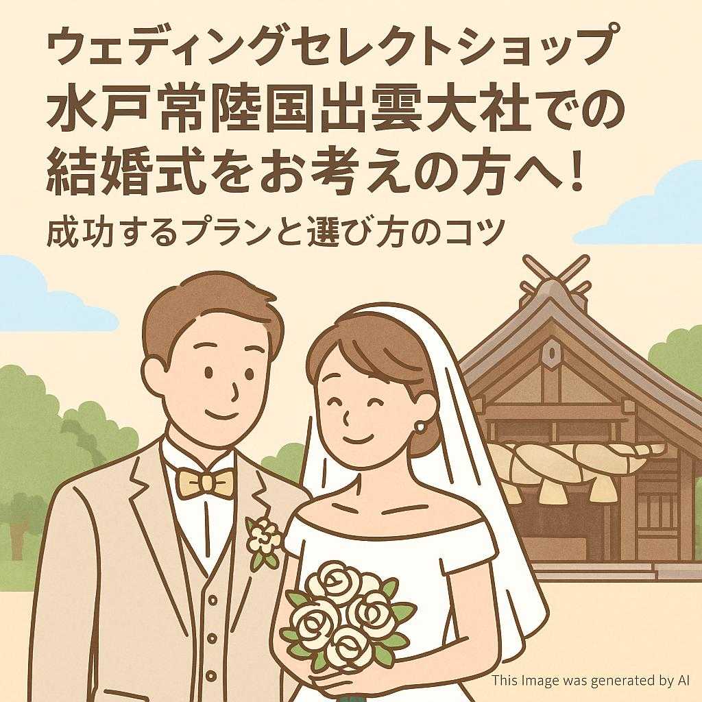 ウェディングセレクトショップ水戸常陸国出雲大社での結婚式をお考えの方へ!成功するプランと選び方のコツ