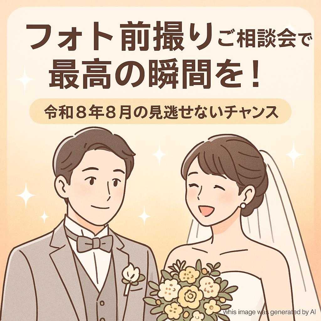フォト前撮りご相談会で最高の瞬間を!令和8年8月の見逃せないチャンス