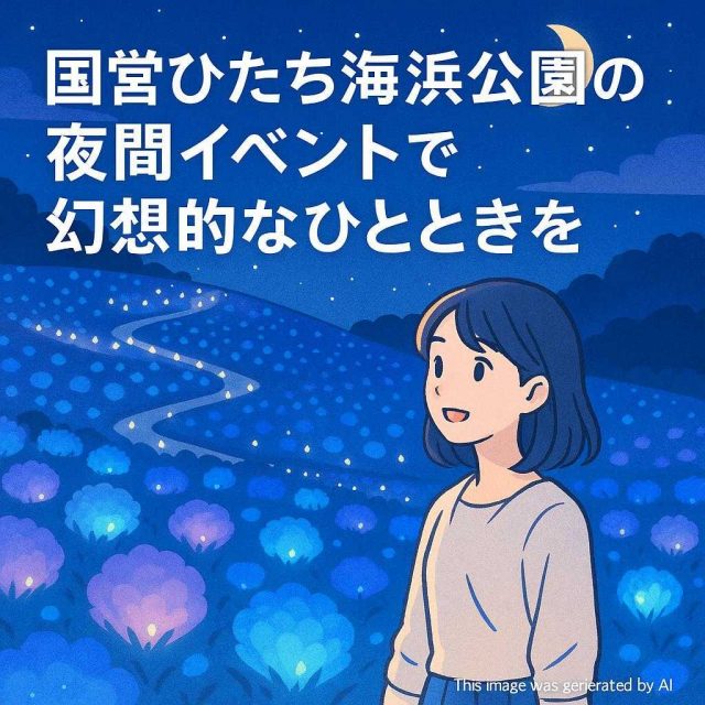国営ひたち海浜公園の夜間イベントで幻想的なひとときを
