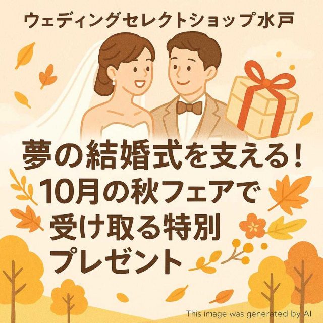 ウェディングセレクトショップ水戸 夢の結婚式を支える！10月の秋フェアで受け取る特別プレゼント